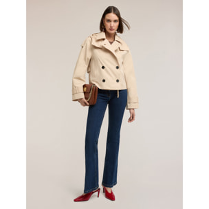 Motivi - Trench corto in gabardina misto cotone - Beige