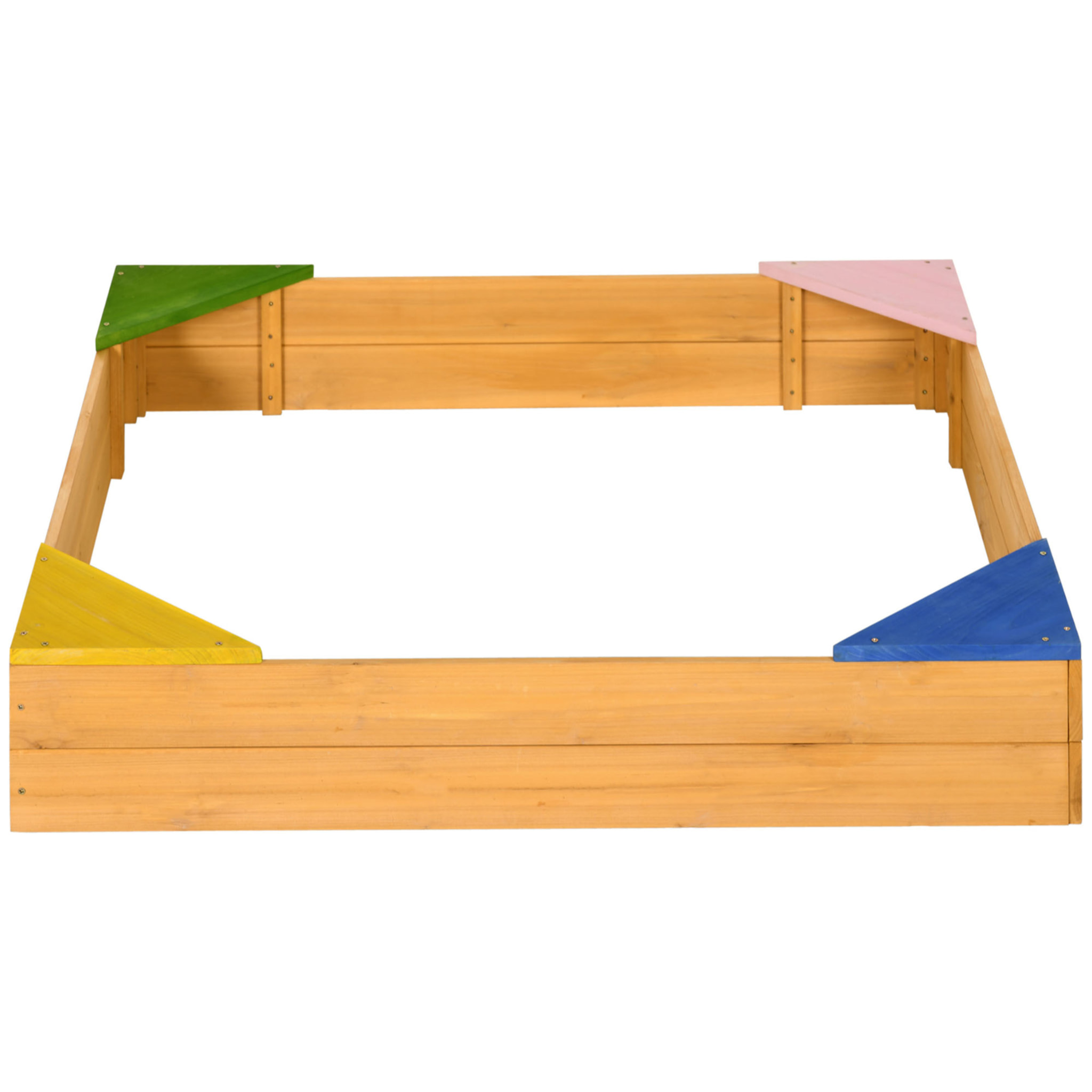 Arenero Infantil de Madera Arenero Cuadrado para Niños de 3-8 Años con Tela no Tejida y 4 Asientos para Jardín Patio Terraza 109x109x19,8 cm Natural