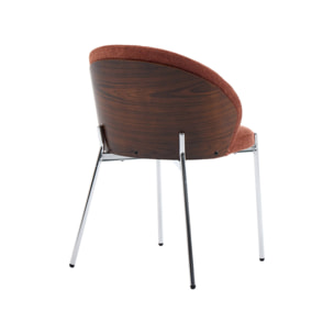 Chaise bois de peuplier teinté noyer, acier et tissu texturé (lot de 2) PAUL