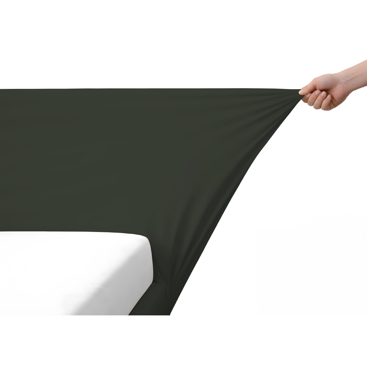Vestiletto Giroletto Effetto Velluto Estensibile Tinta Unita Matrimoniale Perfetto Verde Sottobosco