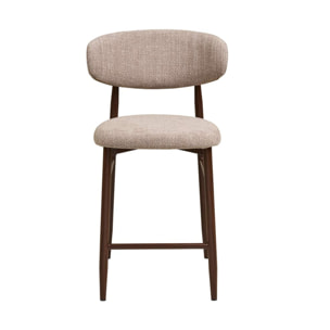Eddie - lot de 2 tabourets en tissu texturé - pieds en acier effet bois - Marron / Beige