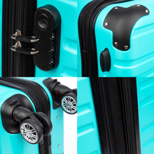 Juego de 2 maletas Trolley extensibles, en material ligero ABS de alta resistencia con esquinas reforzadas. Cerradura numérica, 4 ruedas dobles giratorias 360° y extraíbles.