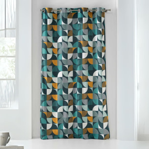 Rideau à tendance géométrique - Bleu