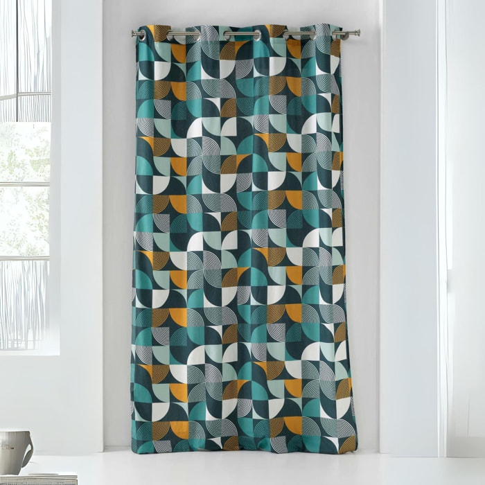 Rideau à tendance géométrique - Bleu