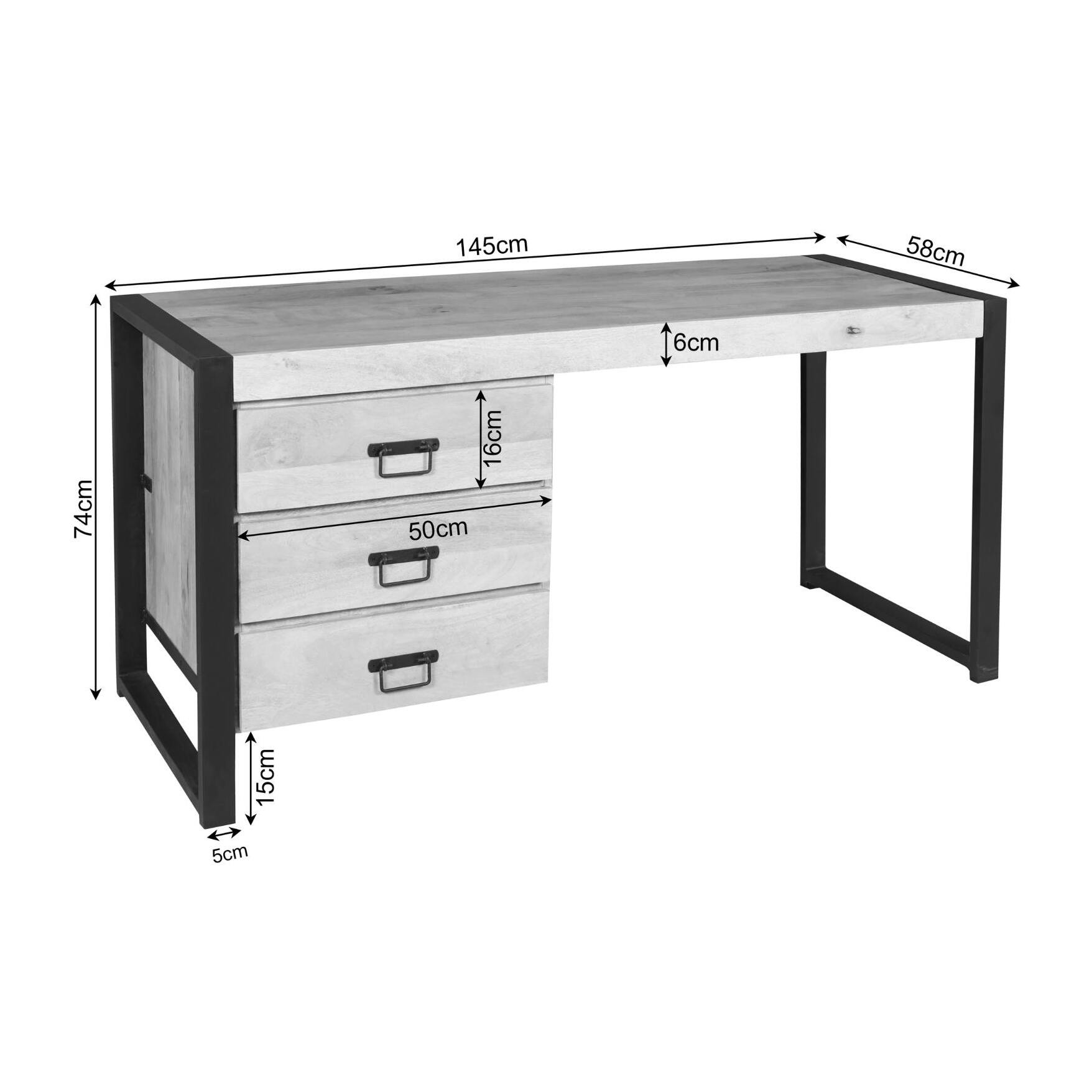 Bureau en bois 3 tiroirs MILORA