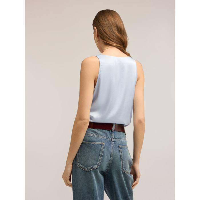 Motivi - Top de raso de hombro ancho - Light - blue