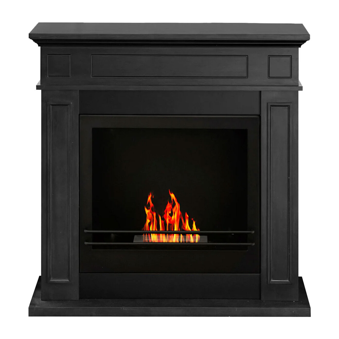 Jefferson - Camino a bioetanolo da terra in legno 89,5x28xH90,5 cm, colore nero