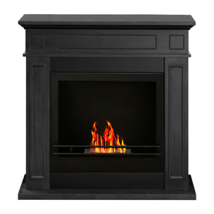 Jefferson - Camino a bioetanolo da terra in legno 89,5x28xH90,5 cm, colore nero