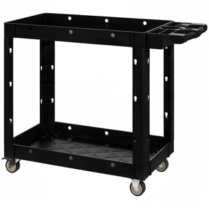 Servante chariot à outils 2 niveaux plateaux séparateurs poignée max. 227 Kg plastique noir