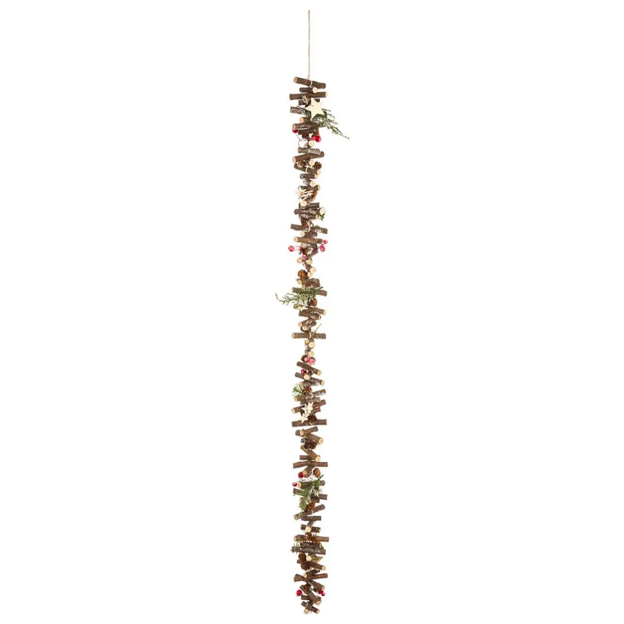 Guirlande bois rondins branches et baies 1 m