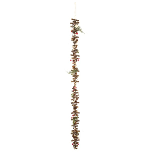 Guirlande bois rondins branches et baies 1 m