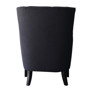 Fauteuil Scandinave Tissu "Duchesse" - 76 x 83 x 100,5 cm - Noir