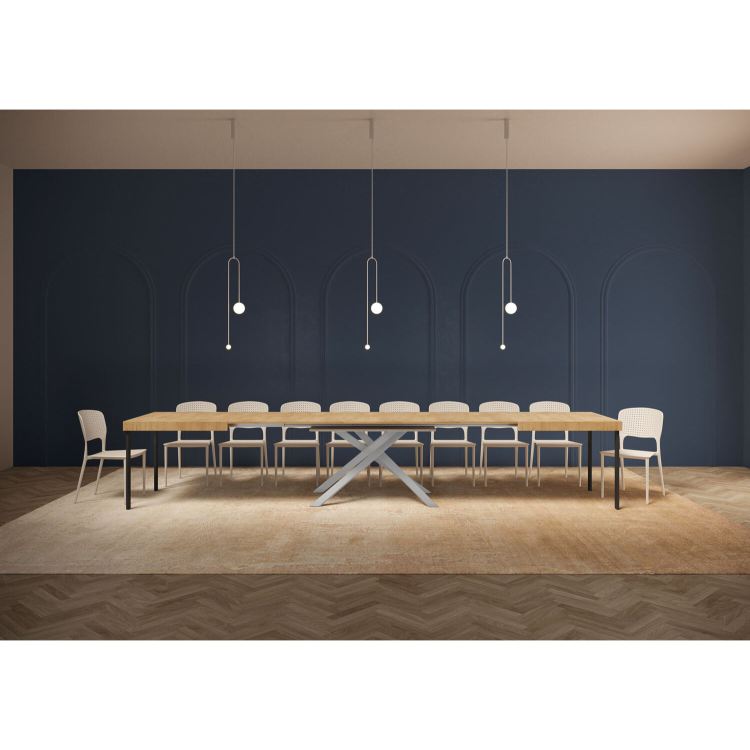 Tavolo allungabile 90x200/460cm Karida quercia natura gambe bianche