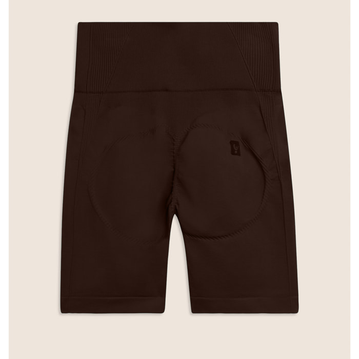 Leggings Corti Seamless con Vita Alta e Inserti in Costina