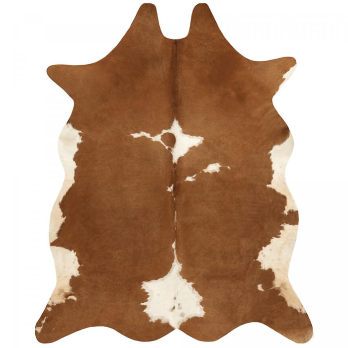 Tapis salon NORMA VACHE Marron 155x190 en polyester doux et soyeux