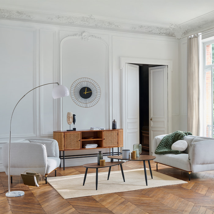 Lot de 2 tables basses gigones "Mileo" noyer L88/98cm