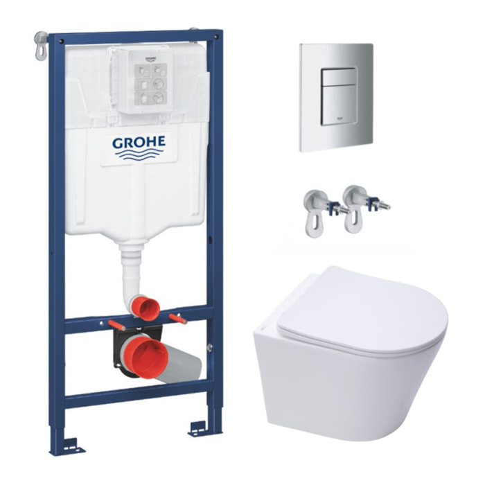 Pack Bâti-support Rapid SL + WC sans bride SAT + Abattant softclose + Plaque Chrome + Brosse de toilette OFFERTE
