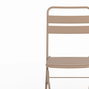 Table et chaises de jardin pliantes 4 personnes en métal taupe - Yumi