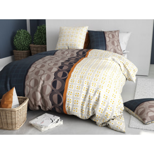Parure housse de couette 100% coton 57fils + 2 taies Curtis