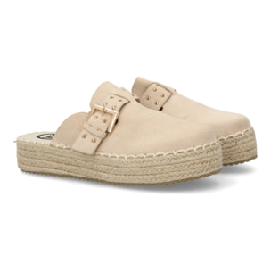 Zuecos con plataforma de yute para mujer