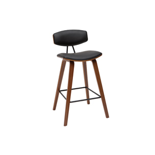 Tabourets de bar design noir et bois foncé H69 cm (lot de 2) VASCO