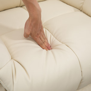 Sillón de Masaje, Sillón Relax Reclinable con 8 Puntos de Masaje, Mando a Distancia, Tapizado en PU, Reposapiés, Bolsillo Lateral, Butaca para Salón, Dormitorio, Crema