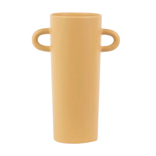 Florero Ceramica Asas Mostaza Mate 21x12x31 Cm