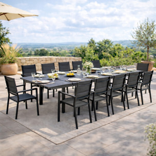Salon de jardin extensible 12 personnes – Table et chaises empilables