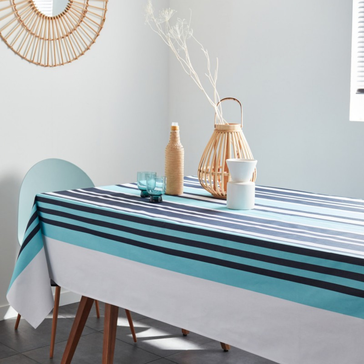 Nappe coton enduit LUZ bleu