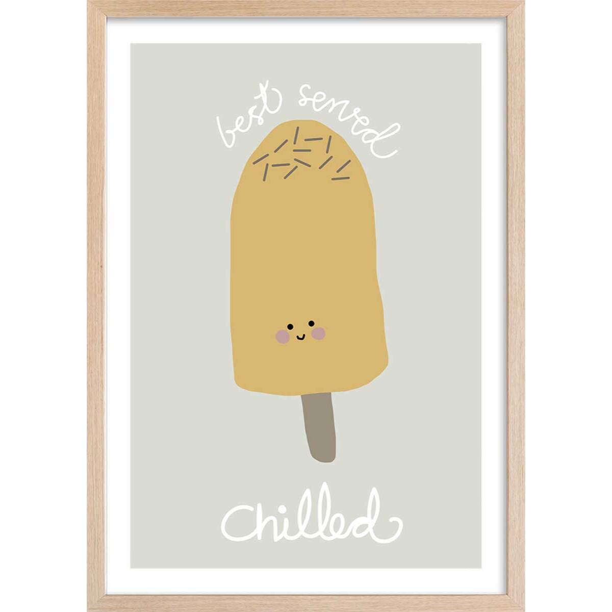 Affiche enfant glaces Affiche + cadre en bois - Chêne