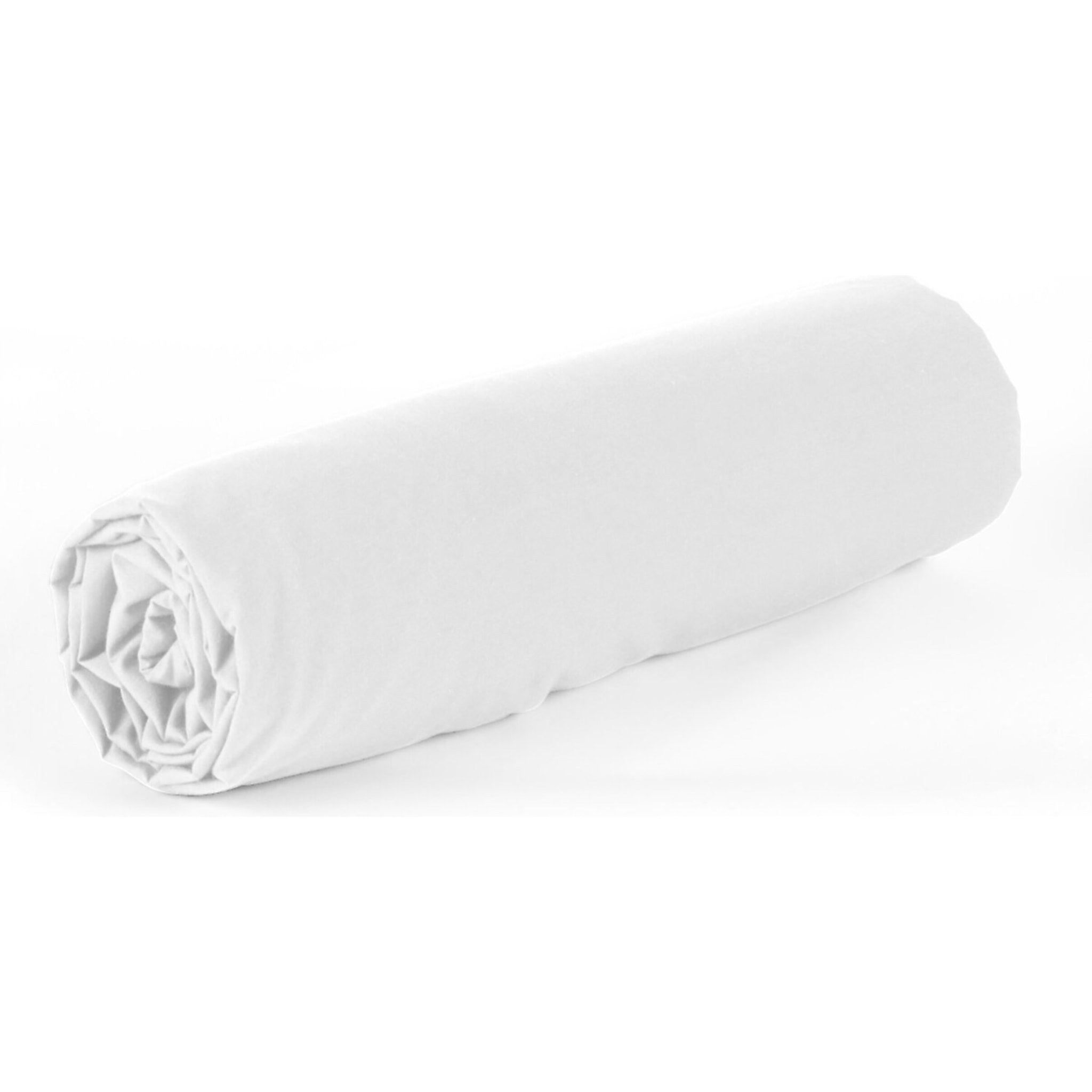 Drap housse 2 pers uni en coton et bambou - blanc