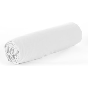 Drap housse 2 pers uni en coton et bambou - blanc