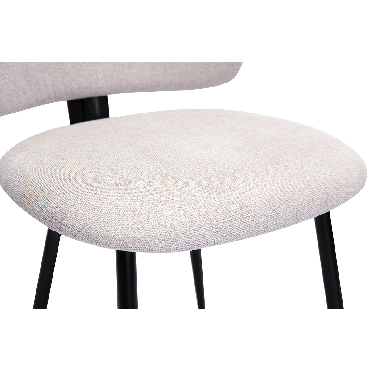 Chaises en tissu effet velours texturé beige et métal noir (lot de 2) ATRIUM