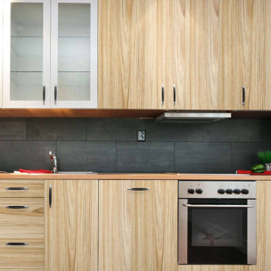 Rouleau revêtement adhésif vinyle au mètre - Sticker lavable Cuisine Meuble Armoire Porte - BOIS CLAIRE UKRAINE