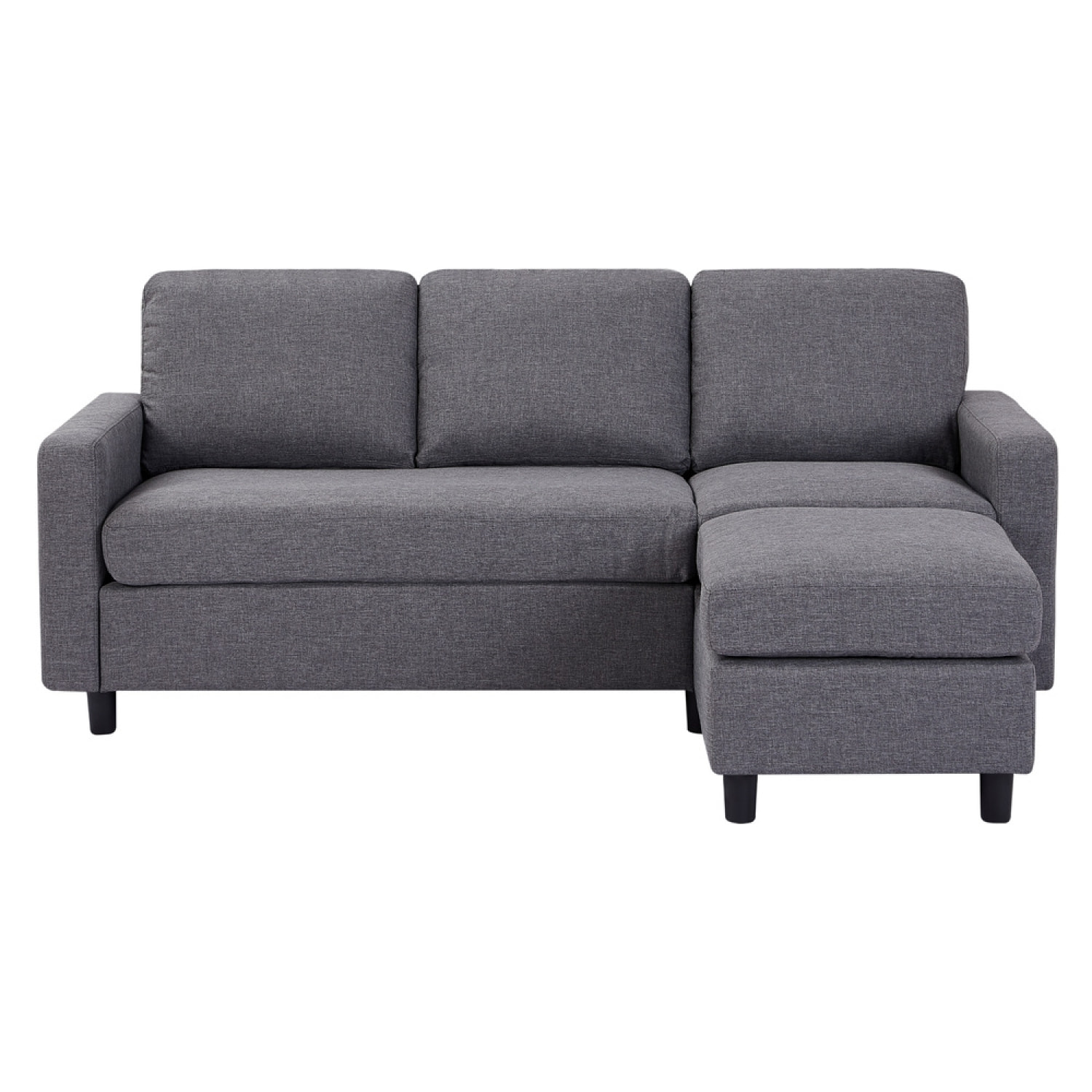 Canapé modulable 3 places + 1 pouf tissu gris AURIGA