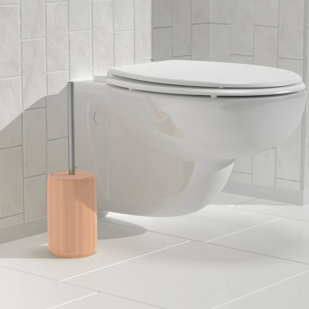 Brosse WC Colorama en céramique H.40cm rose