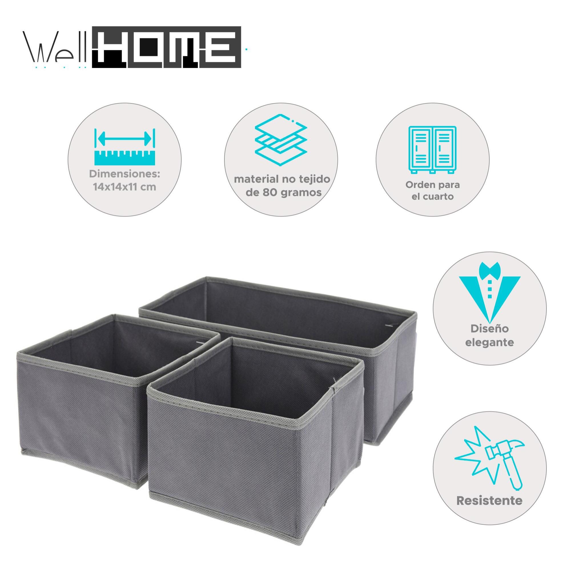 Well home conjunto de organizador de 3 piezas en gris oscuro