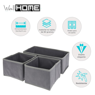 Well home conjunto de organizador de 3 piezas en gris oscuro