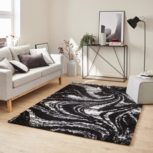 Oslo - tapis de salon à poils longs design abstrait noir