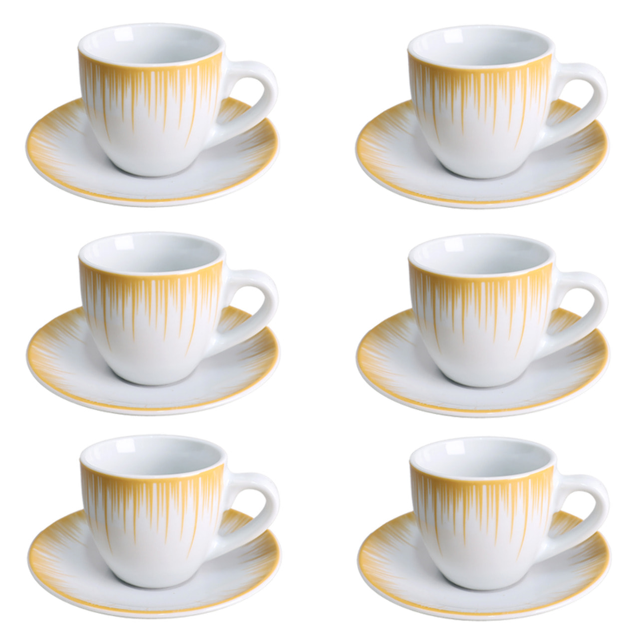 Set 6 tazzine da caffè Raggi con piattini in porcellana