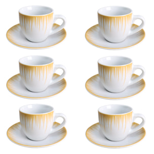Set 6 tazzine da caffè Raggi con piattini in porcellana