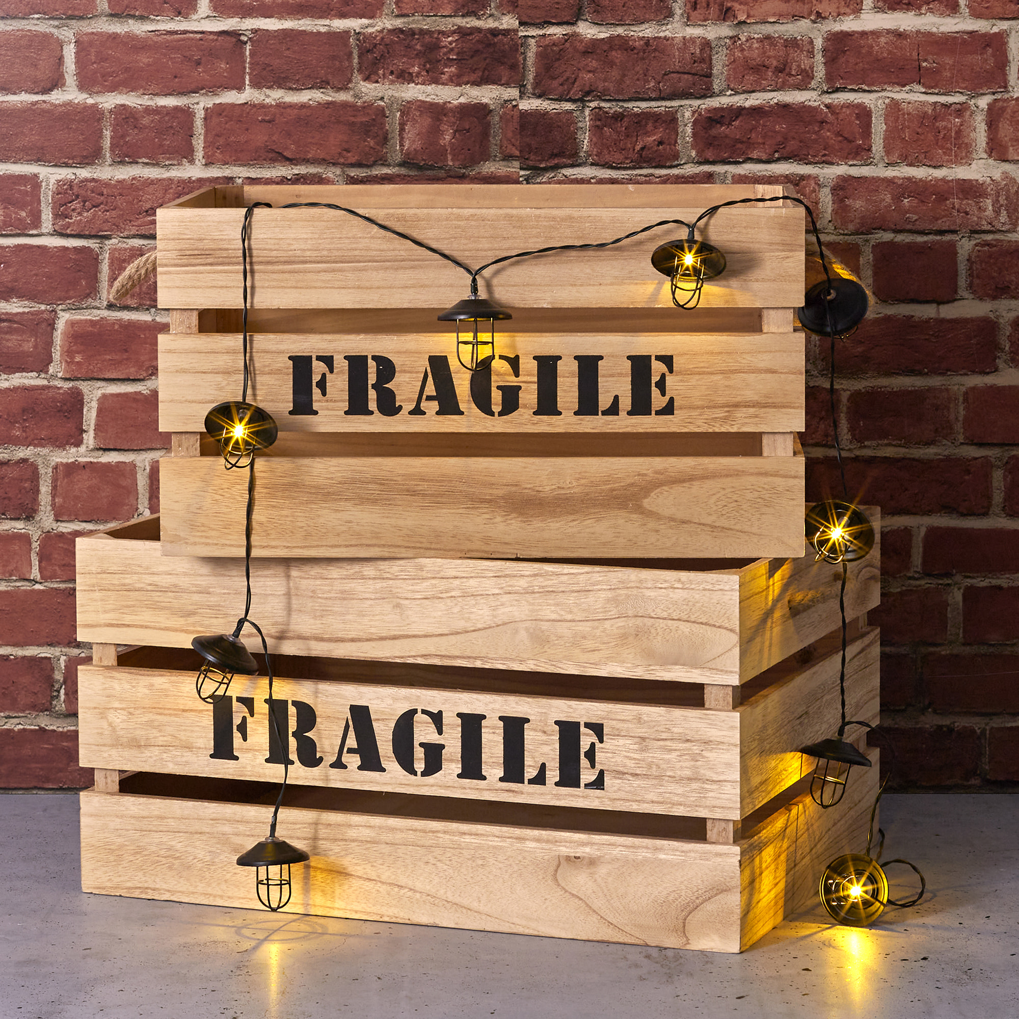 Guirlande - HOME DECO FACTORY - Lanterne Métal - 10 LED - Noir