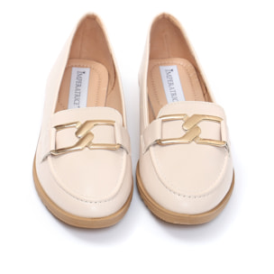 Mocassini in simil pelle con applicazione color oro