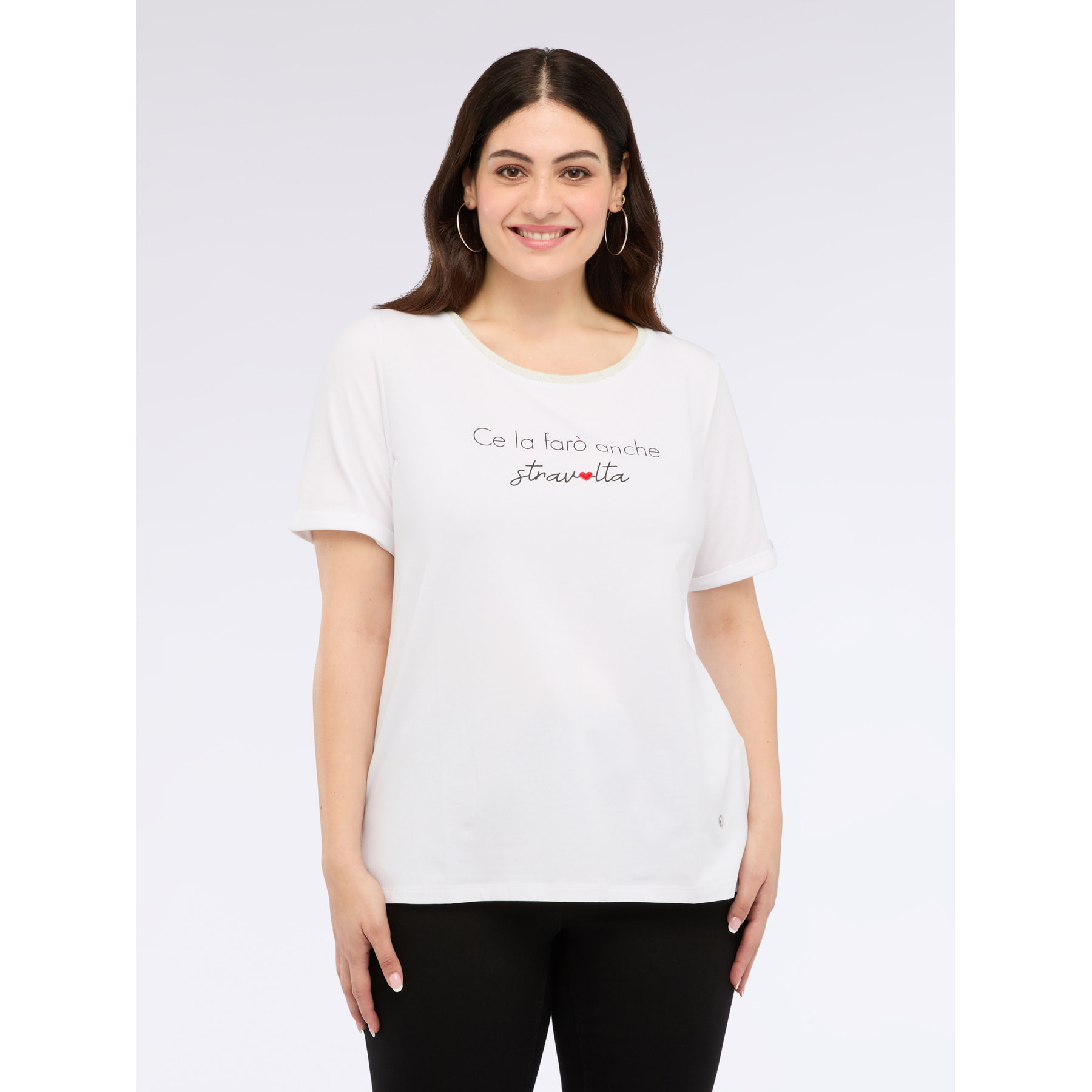 Fiorella Rubino - Camiseta de punto jersey con frase divertida - Blanco