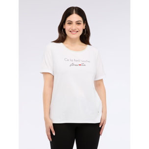 Fiorella Rubino - Camiseta de punto jersey con frase divertida - Blanco