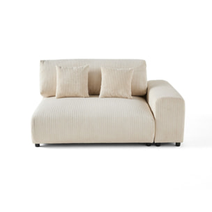 Garance - module d'assise 2 places avec accoudoir droit - en velours côtelé - Beige