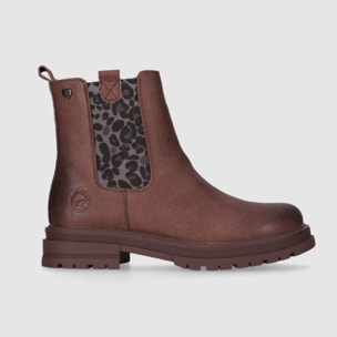 Botines de Piel Sintética - Taupe - Tacón: Bajo