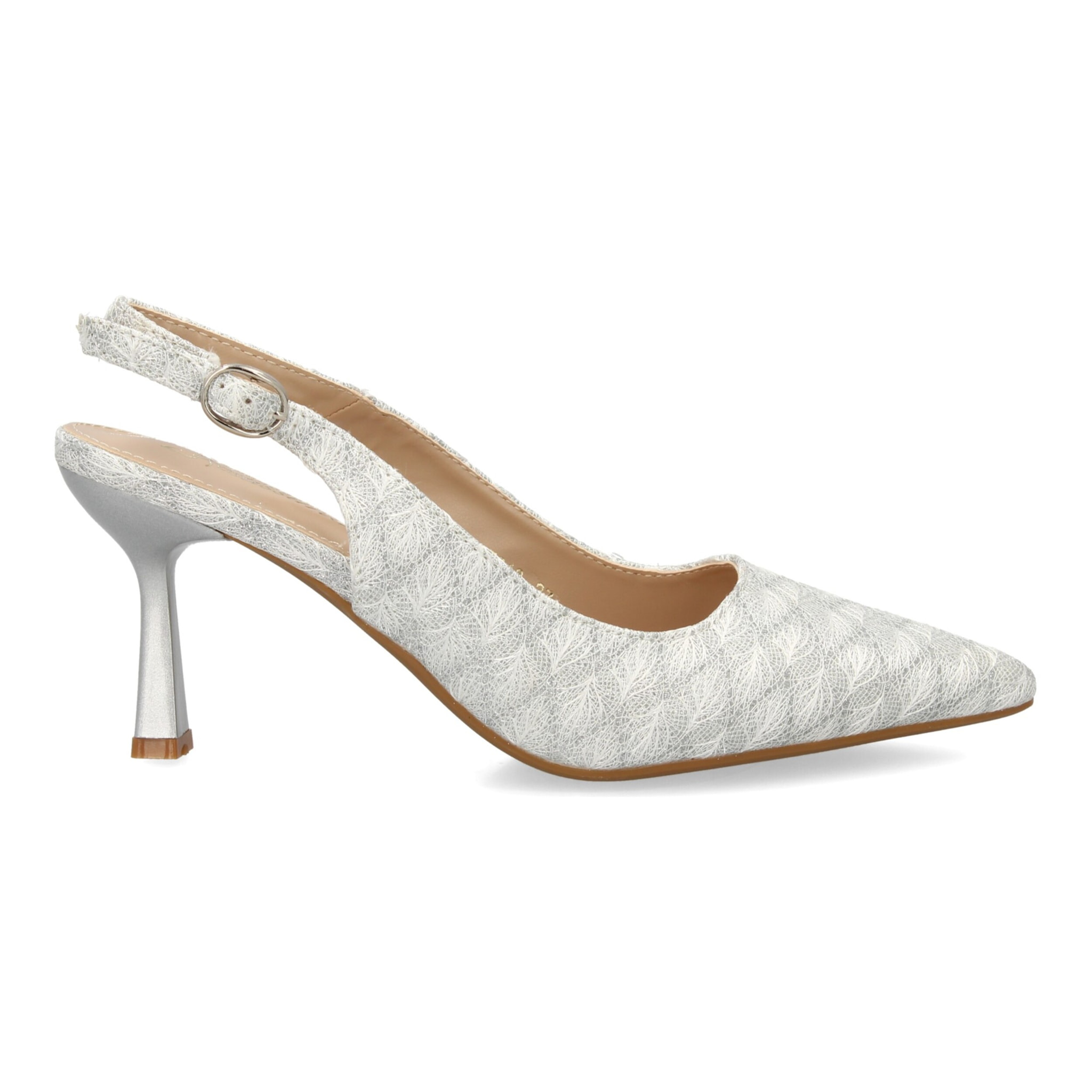 Zapato destalonado tacón fino elegante texturizado