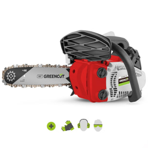 Motosierra de gasolina 25cc 1,4cv espada 10” poda ligera y potente Greencut GS250X-10