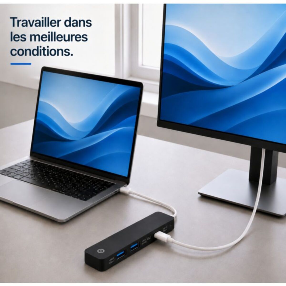 Hub USB C ESSENTIELB 4 en 1 USB C Noir  - Vr
